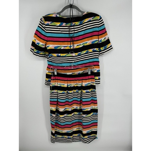 Vtg Rickie Freeman/Teri Jon 2 Pc. Coordinated Stripped Linen Top & Silk Skirt 8 - Picture 2 of 8